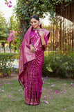 Dark Pink Kanjivaram Soft Satin Silk Saree For Women