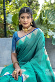 Rama Semi Tussar Silk Saree with Bandhani Butti Weaves