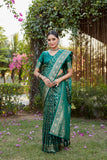 Green Kanjivaram Soft Satin Silk Saree For Women