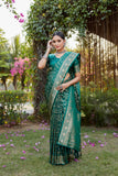 Green Kanjivaram Soft Satin Silk Saree For Women