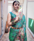 Green Patola Silk Saree with Meenakari Weaving