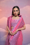 Pink Bangalore Handloom Raw Silk Saree For Women