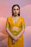 Yellow Bangalore Handloom Raw Silk Saree For Women