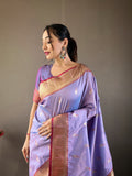 Lavender Color Paithani Silk Saree with Unstitched Blouse