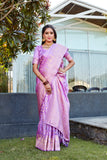 Lavender Soft Satin Silk Sarees For Wedding