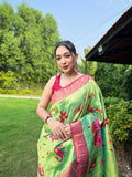 Light Green Color Pure Paithani Saree For Women