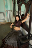 Gray Color Kashmiri Print Tussar Silk Lehenga Choli