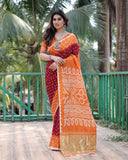 Maroon Pure Bandhej Silk Saree With Tissue Pallu