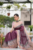 Maroon Tussar Print Soft Warli Print Saree for Weddings