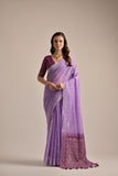 Lavender Muga Cotton Saree Resham Weaving