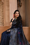 Navy Blue Color Bangalore Handloom Raw Silk Saree