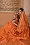 Orange Color Bangalore Handloom Raw Silk Saree