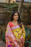 Yellow Soft Banarasi Silk Paithani Saree