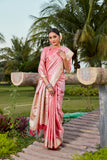 Pink Color Pure Kanjivaram Soft Satin Silk Saree