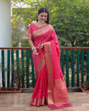 Pink Handloom Silk Bandhej Patola Sarees with Kanchi Borders