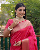 Pink Handloom Silk Bandhej Patola Sarees with Kanchi Borders