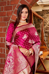 Pink Pure Kanjivaram Soft Satin Silk Saree