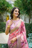 Pink Linen Saree In Soft Cotton