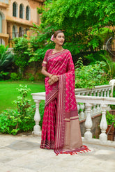 Pink Raw Silk Two tone Weaving saree