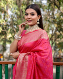 Pink Pure Silk Bandhej Patola Sarees