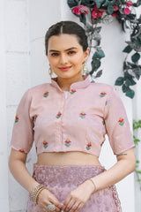 Pink Chiffon Saree With cutwork