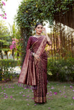 Red and Gold Kanjivaram Saree in Soft Satin Silk