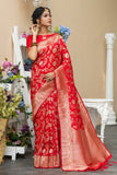 Red Soft Banarasi Katan Silk Saree