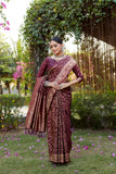 Red and Gold Kanjivaram Saree in Soft Satin Silk