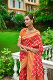 Red Raw Silk Two tone Weaving saree