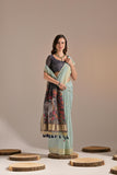 Sky Muga Cotton Saree with Contrast Blouse.