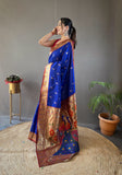 Violate Color Paithani Silk Saree with Contrast Weaving Pallu