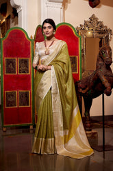 Green Jacquard Chex Zari Woven Saree