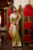 Green Jacquard Chex Zari Woven Saree