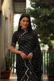 Black Bandhej Silk Saree with Checks Pattern Pallu