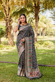 Black Gharchola Bandhej Silk Sarees With Handmade Blouse