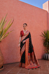 Black Banarasi Silk Paithani Saree with Zari Weaving