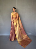 Bronze Color Tissue Silk Saree with Jacquard Zari Weaving