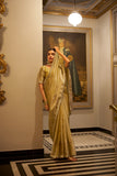 Golden Tissue Shimmer Saree with Sequins Lace Border