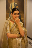 Golden Tissue Shimmer Saree with Sequins Lace Border