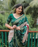 Green Bandhej Silk Sarees For Weddings