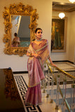 Light Pink Tissue Shimmer Saree with Sequins Lace Border