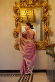 Light Pink Tissue Shimmer Saree with Sequins Lace Border