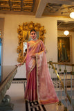 Light Pink Tissue Shimmer Saree with Sequins Lace Border