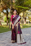 Maroon Satin Sarees Kanjivaram Soft Silk
