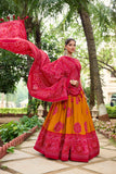 Mustard tussar silk Bandhej design lehenga choli