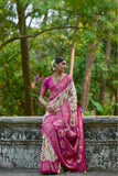 Off White Pashmina Silk Kashmiri Weaving Saree