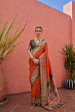 Orange Banarasi Silk Paithani Saree with Zari Weaving