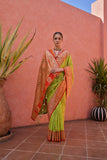 Parrot Green Banarasi Silk Paithani Saree with Zari Weaving