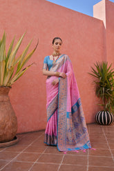 Pink Banarasi Silk Paithani Saree with Zari Weaving
