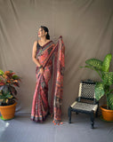 Pink Kalamkari Soft Cotton Sarees